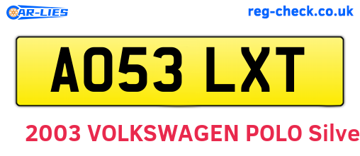 AO53LXT are the vehicle registration plates.