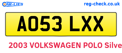 AO53LXX are the vehicle registration plates.