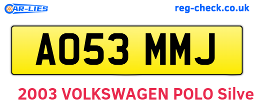 AO53MMJ are the vehicle registration plates.