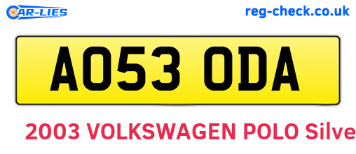 AO53ODA are the vehicle registration plates.