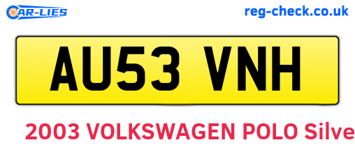 AU53VNH are the vehicle registration plates.