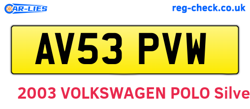 AV53PVW are the vehicle registration plates.