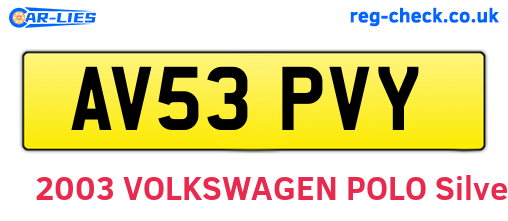 AV53PVY are the vehicle registration plates.