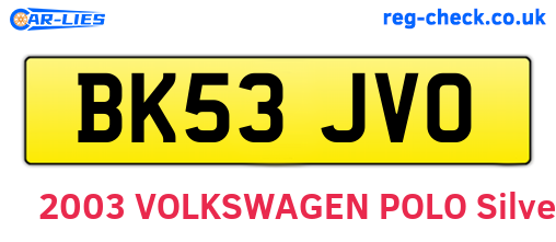 BK53JVO are the vehicle registration plates.