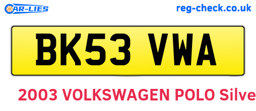 BK53VWA are the vehicle registration plates.