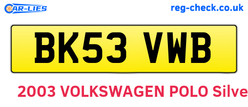 BK53VWB are the vehicle registration plates.
