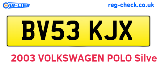 BV53KJX are the vehicle registration plates.