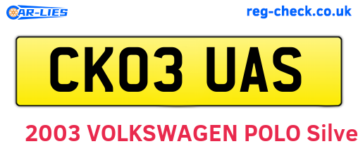CK03UAS are the vehicle registration plates.