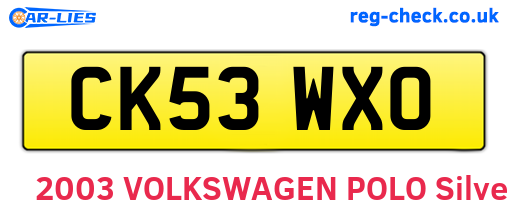 CK53WXO are the vehicle registration plates.