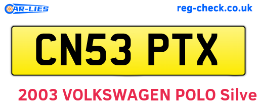 CN53PTX are the vehicle registration plates.