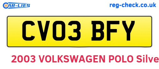 CV03BFY are the vehicle registration plates.
