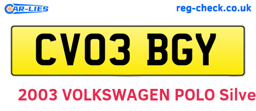 CV03BGY are the vehicle registration plates.