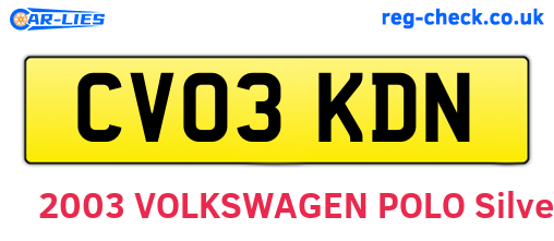 CV03KDN are the vehicle registration plates.