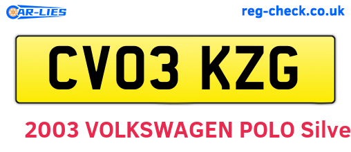 CV03KZG are the vehicle registration plates.