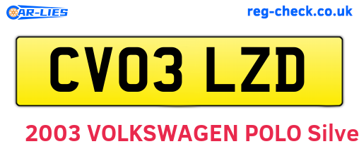 CV03LZD are the vehicle registration plates.