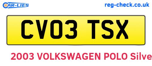 CV03TSX are the vehicle registration plates.