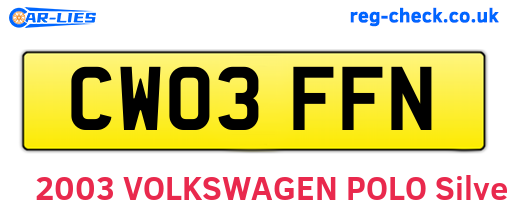 CW03FFN are the vehicle registration plates.