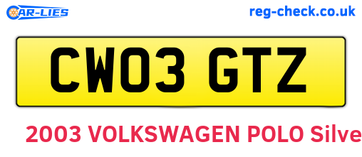 CW03GTZ are the vehicle registration plates.