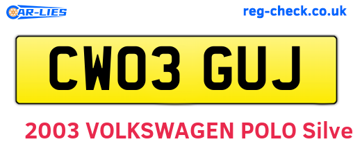 CW03GUJ are the vehicle registration plates.