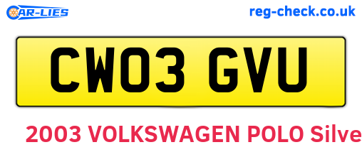 CW03GVU are the vehicle registration plates.