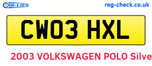 CW03HXL are the vehicle registration plates.