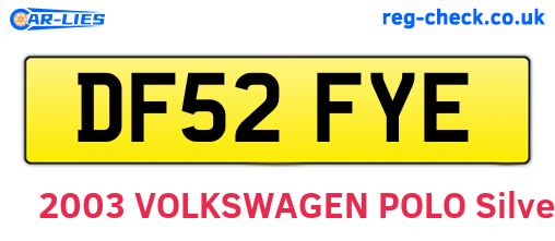 DF52FYE are the vehicle registration plates.