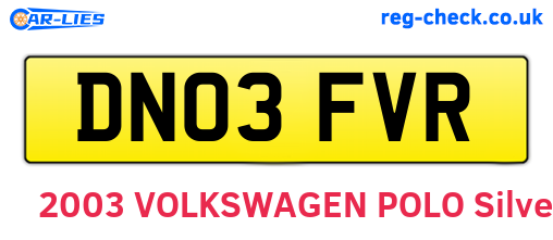 DN03FVR are the vehicle registration plates.