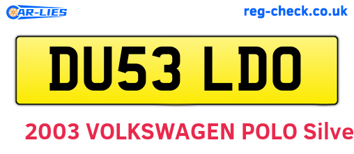 DU53LDO are the vehicle registration plates.