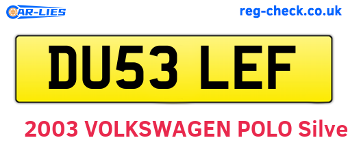 DU53LEF are the vehicle registration plates.