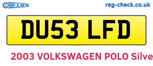 DU53LFD are the vehicle registration plates.