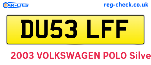 DU53LFF are the vehicle registration plates.