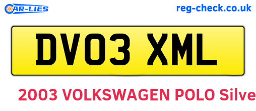 DV03XML are the vehicle registration plates.