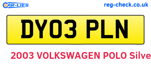 DY03PLN are the vehicle registration plates.