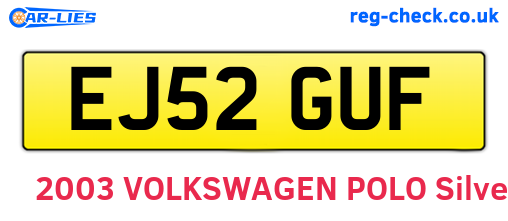 EJ52GUF are the vehicle registration plates.