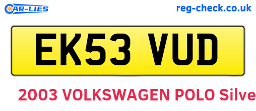 EK53VUD are the vehicle registration plates.