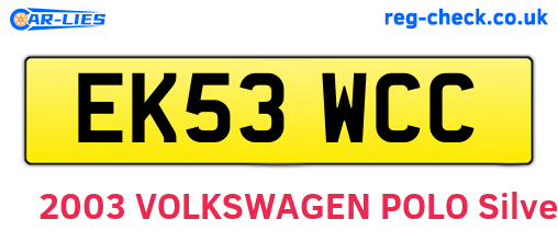 EK53WCC are the vehicle registration plates.