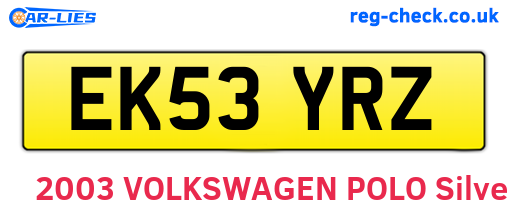 EK53YRZ are the vehicle registration plates.