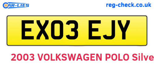 EX03EJY are the vehicle registration plates.