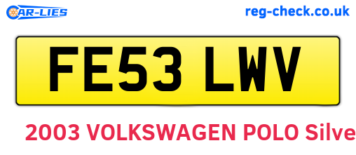 FE53LWV are the vehicle registration plates.