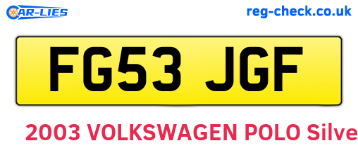 FG53JGF are the vehicle registration plates.