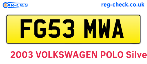 FG53MWA are the vehicle registration plates.