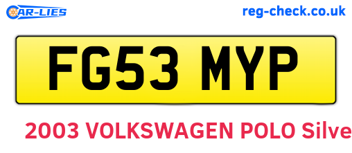 FG53MYP are the vehicle registration plates.