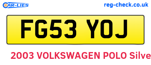 FG53YOJ are the vehicle registration plates.