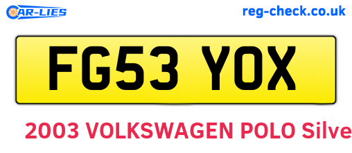FG53YOX are the vehicle registration plates.
