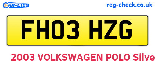 FH03HZG are the vehicle registration plates.