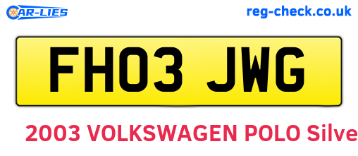 FH03JWG are the vehicle registration plates.