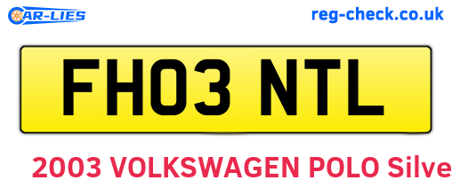 FH03NTL are the vehicle registration plates.