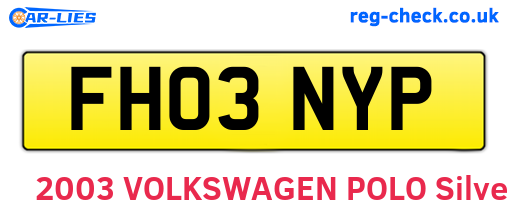 FH03NYP are the vehicle registration plates.