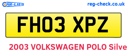 FH03XPZ are the vehicle registration plates.