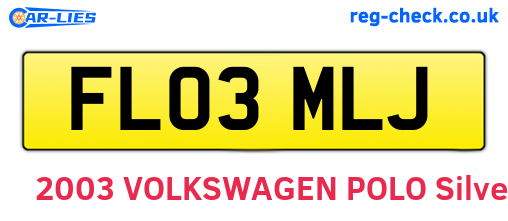FL03MLJ are the vehicle registration plates.